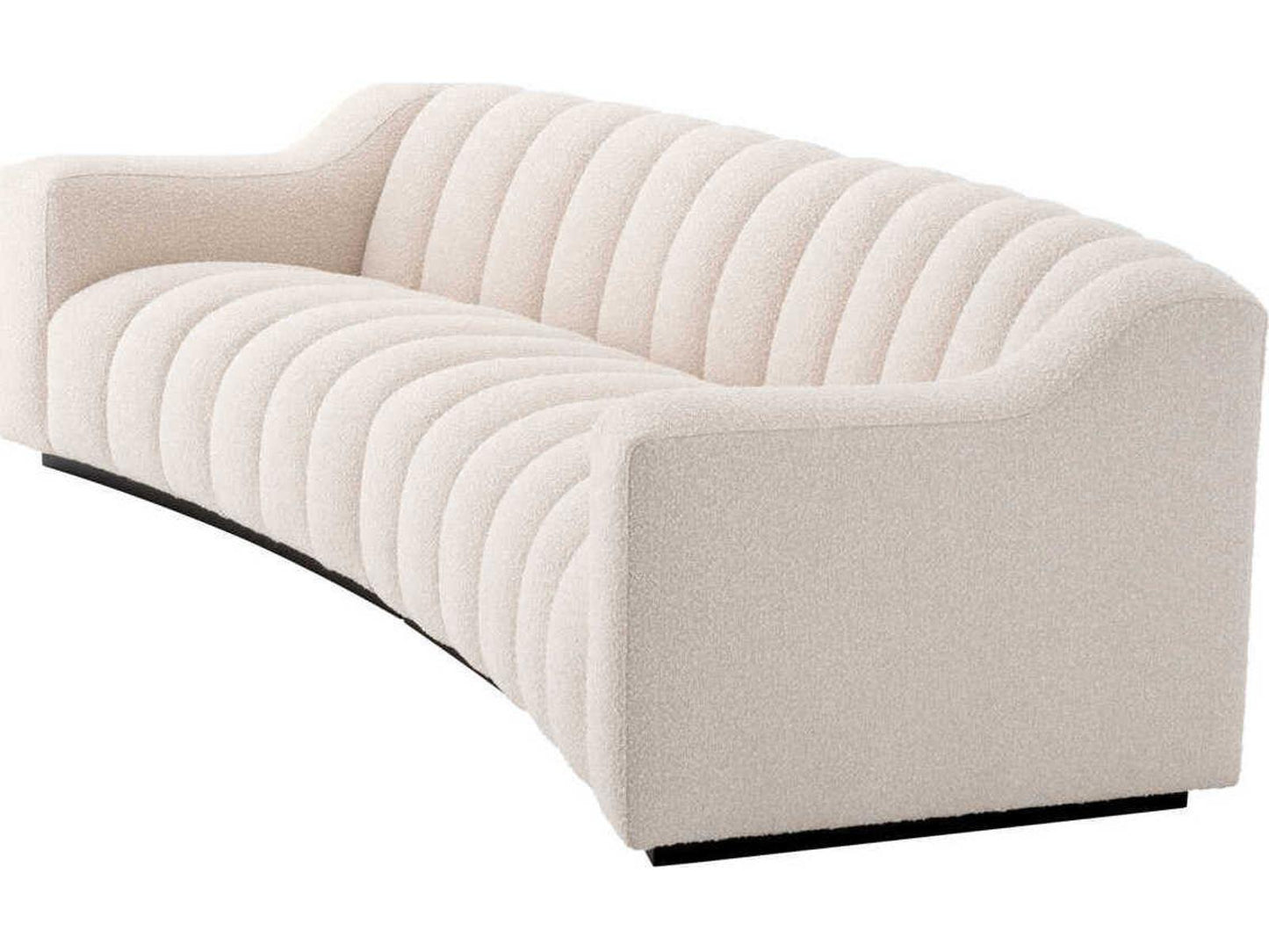 Kelly 3-Seat Boucle Fabric Sofa in Cream with Black Base