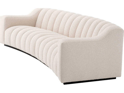 Kelly 3-Seat Boucle Fabric Sofa in Cream with Black Base