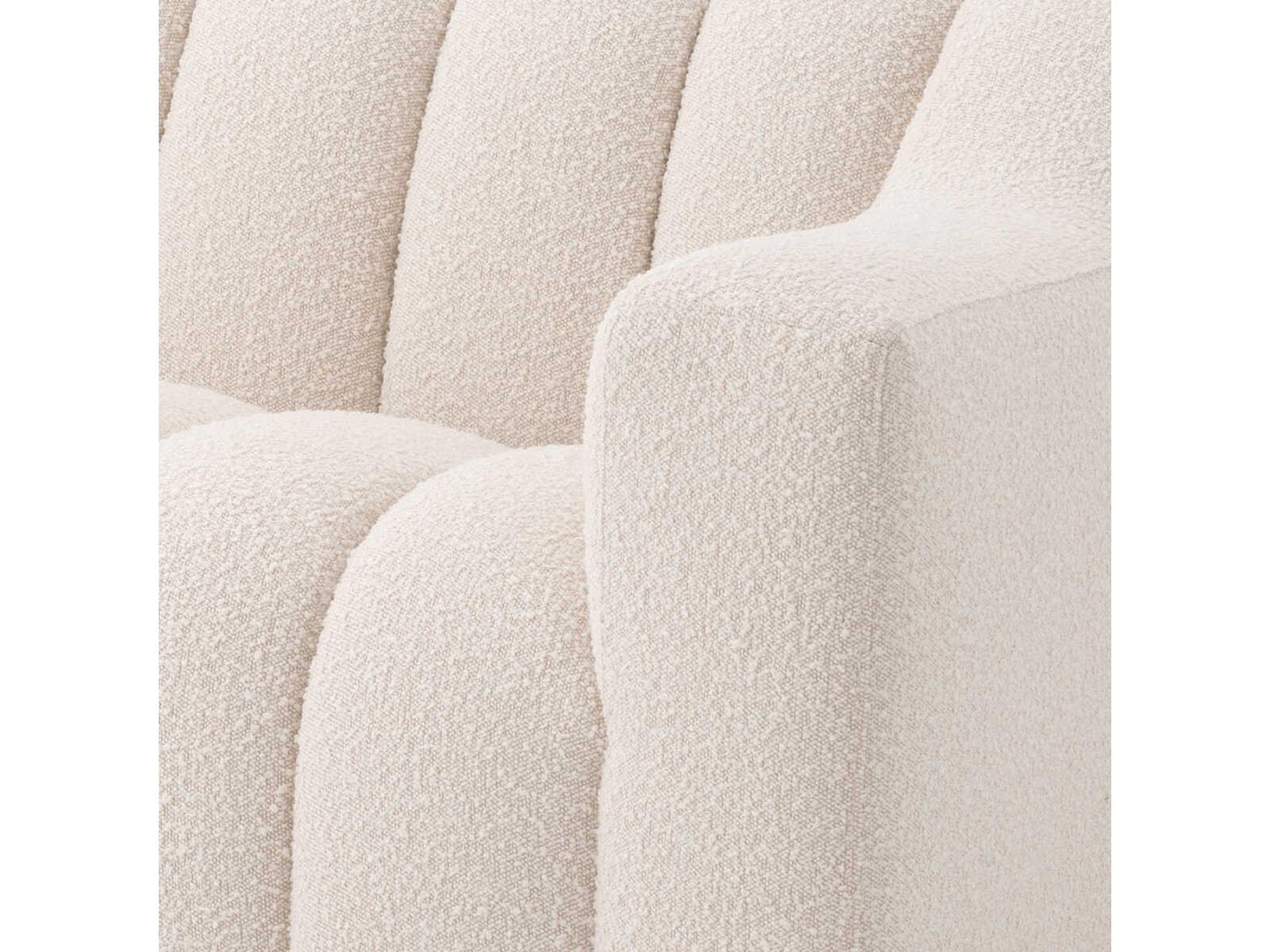 Kelly 3-Seat Boucle Fabric Sofa in Cream with Black Base
