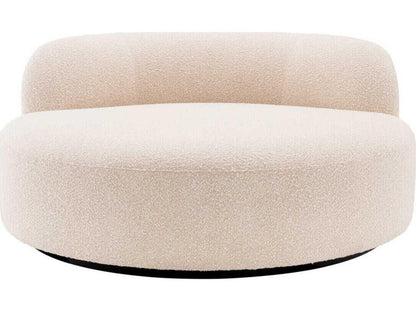 Bjorn Round Boucle Cream Sofa with Black Base
