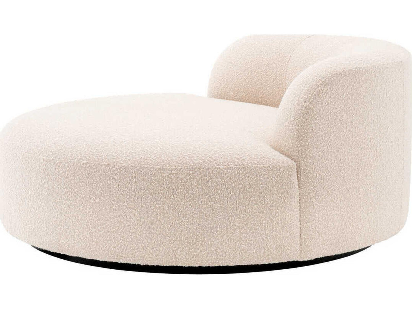 Bjorn Round Boucle Cream Sofa with Black Base