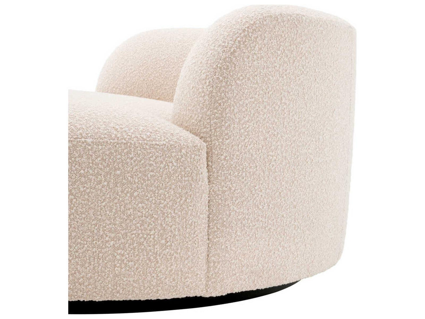 Bjorn Round Boucle Cream Sofa with Black Base