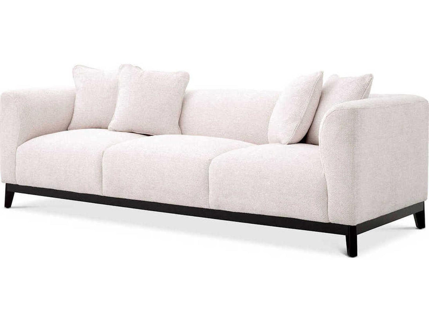 Corso 3-Seat Upholstered Sofa in Lyssa Off-White Fabric with Black Base