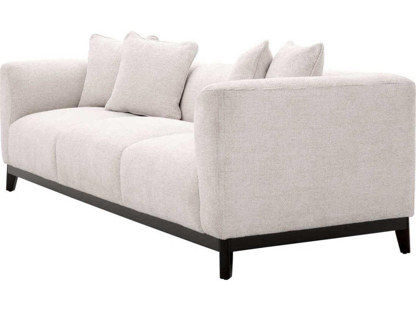 Corso 3-Seat Upholstered Sofa in Lyssa Off-White Fabric with Black Base