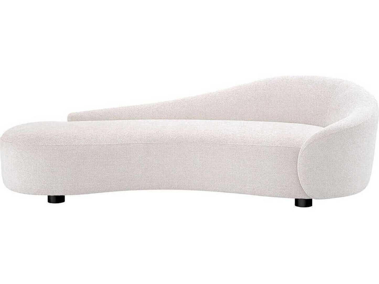 Rivolo Curved Sofa in Lyssa Off-White Fabric with Black Feet