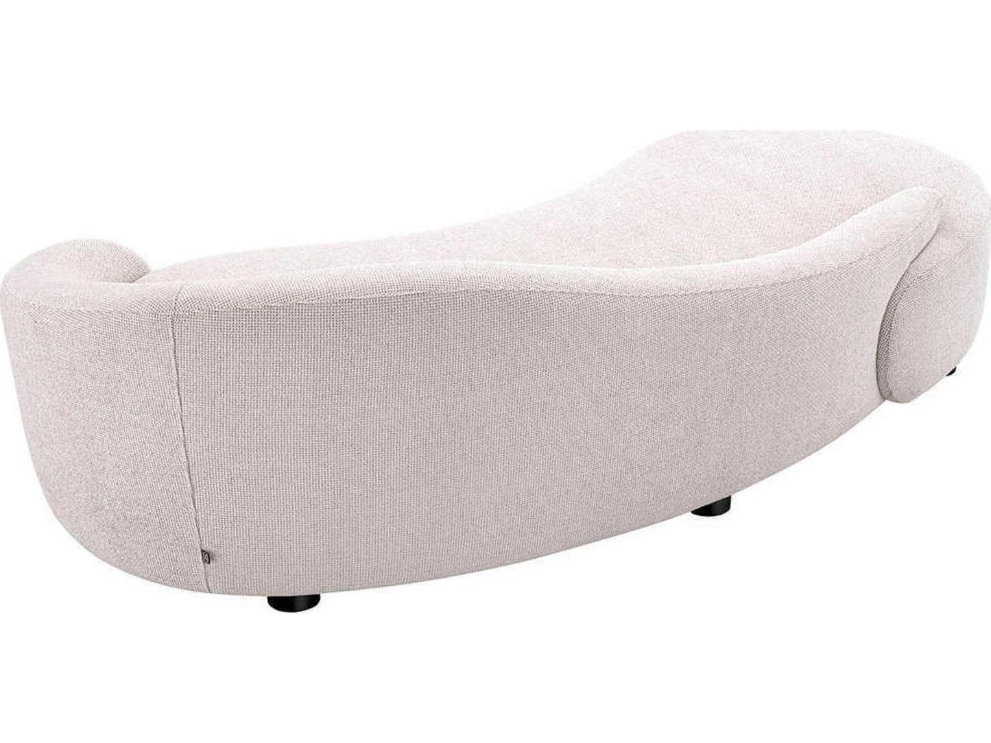Rivolo Curved Sofa in Lyssa Off-White Fabric with Black Feet