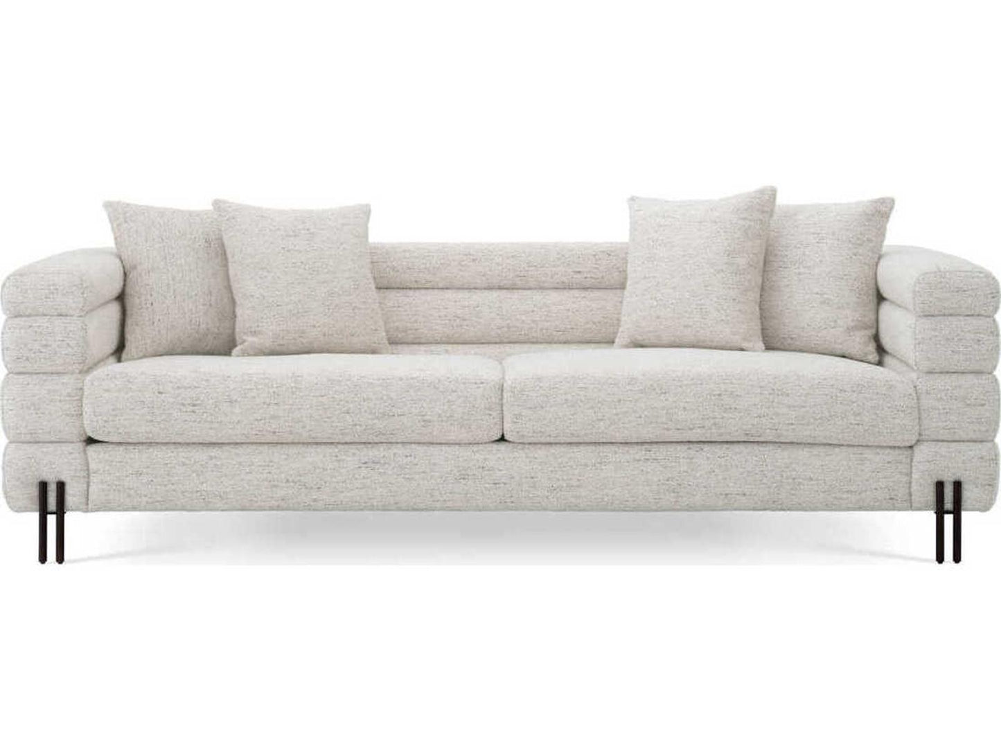 York 3-Seat Upholstered Sofa in Mademoiselle Beige with Brushed Brass Legs