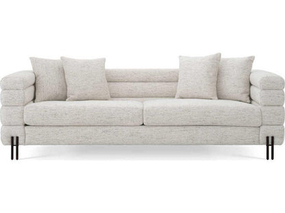 York 3-Seat Upholstered Sofa in Mademoiselle Beige with Brushed Brass Legs