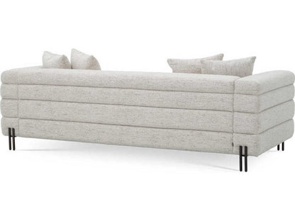 York 3-Seat Upholstered Sofa in Mademoiselle Beige with Brushed Brass Legs