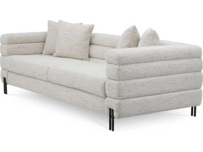 York 3-Seat Upholstered Sofa in Mademoiselle Beige with Brushed Brass Legs