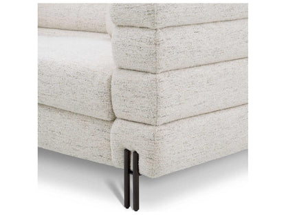 York 3-Seat Upholstered Sofa in Mademoiselle Beige with Brushed Brass Legs