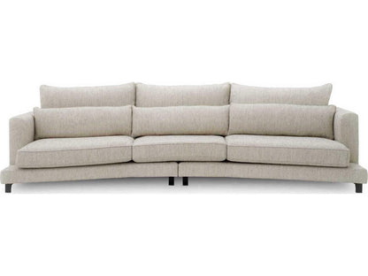 Savarana Splendor 3-Seat Upholstered Sofa in Light Grey with Black Feet