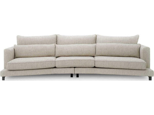 Savarana Splendor 3-Seat Upholstered Sofa in Light Grey with Black Feet