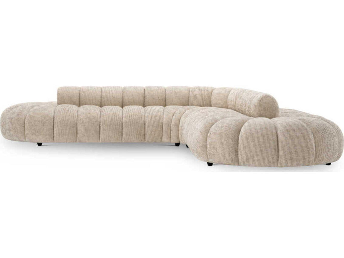Alison Modular Creststone Beige Fabric Sectional with Black Feet