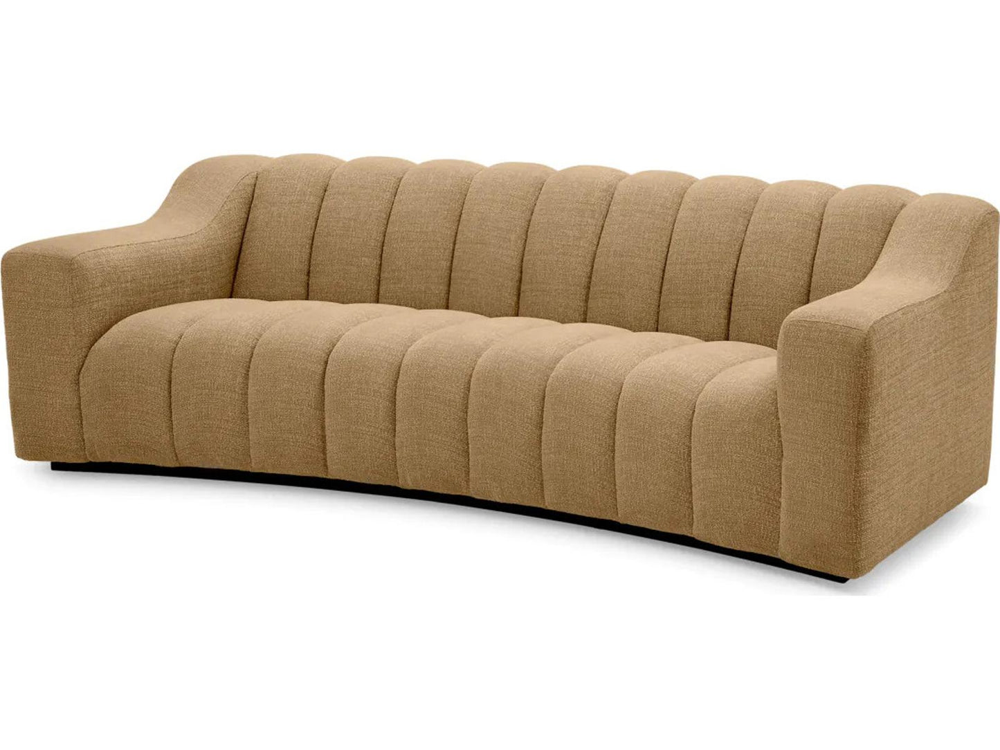 Kelly S Sofa Boucle Fabric in Stratfort Honey with Black Base
