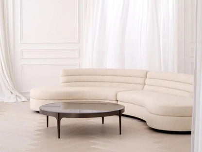 Artemisa L Round Coffee Table in Bronze with Black Beveled Glass