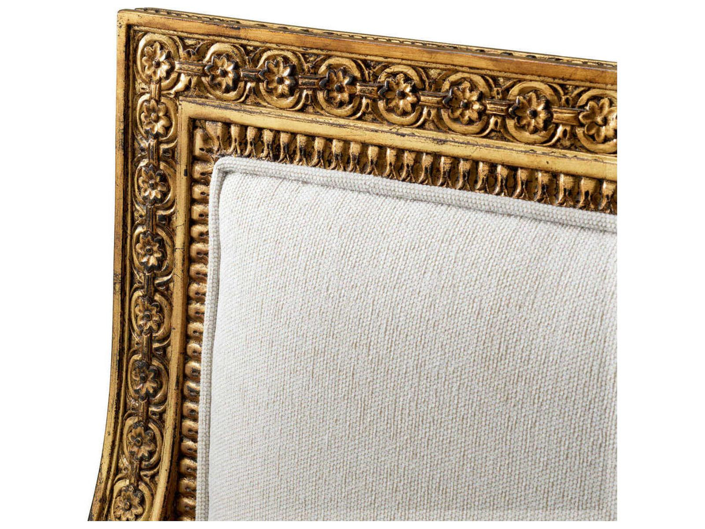 Chair Louis Upholstered Dining Armchair in Sentier Cream and Antique Gold
