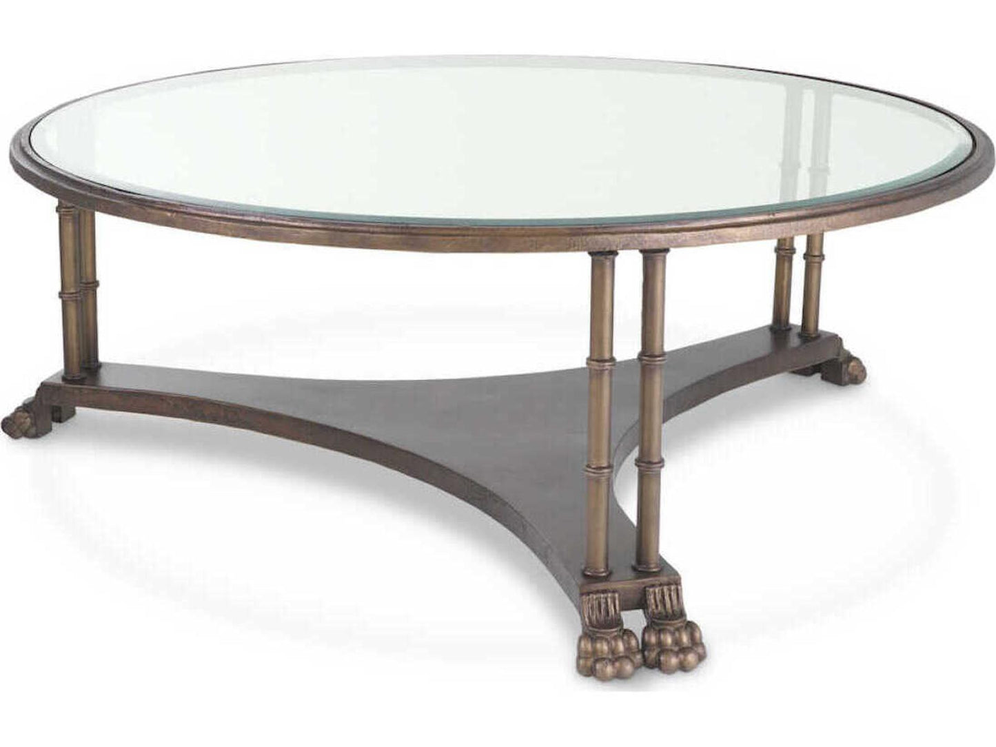 Lioness Round Bronze Bevelled Glass Coffee Table
