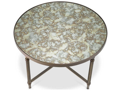 Bowery Round Coffee Table with Antique Mirror Glass and Bronze Finish