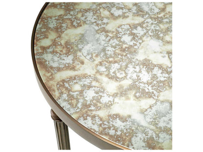 Bowery Round Coffee Table with Antique Mirror Glass and Bronze Finish