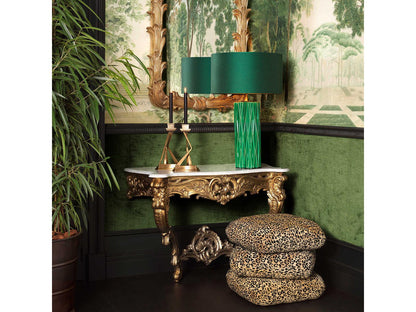 Rococo Rectangular Console Table with Antique Gold Finish and White Marble