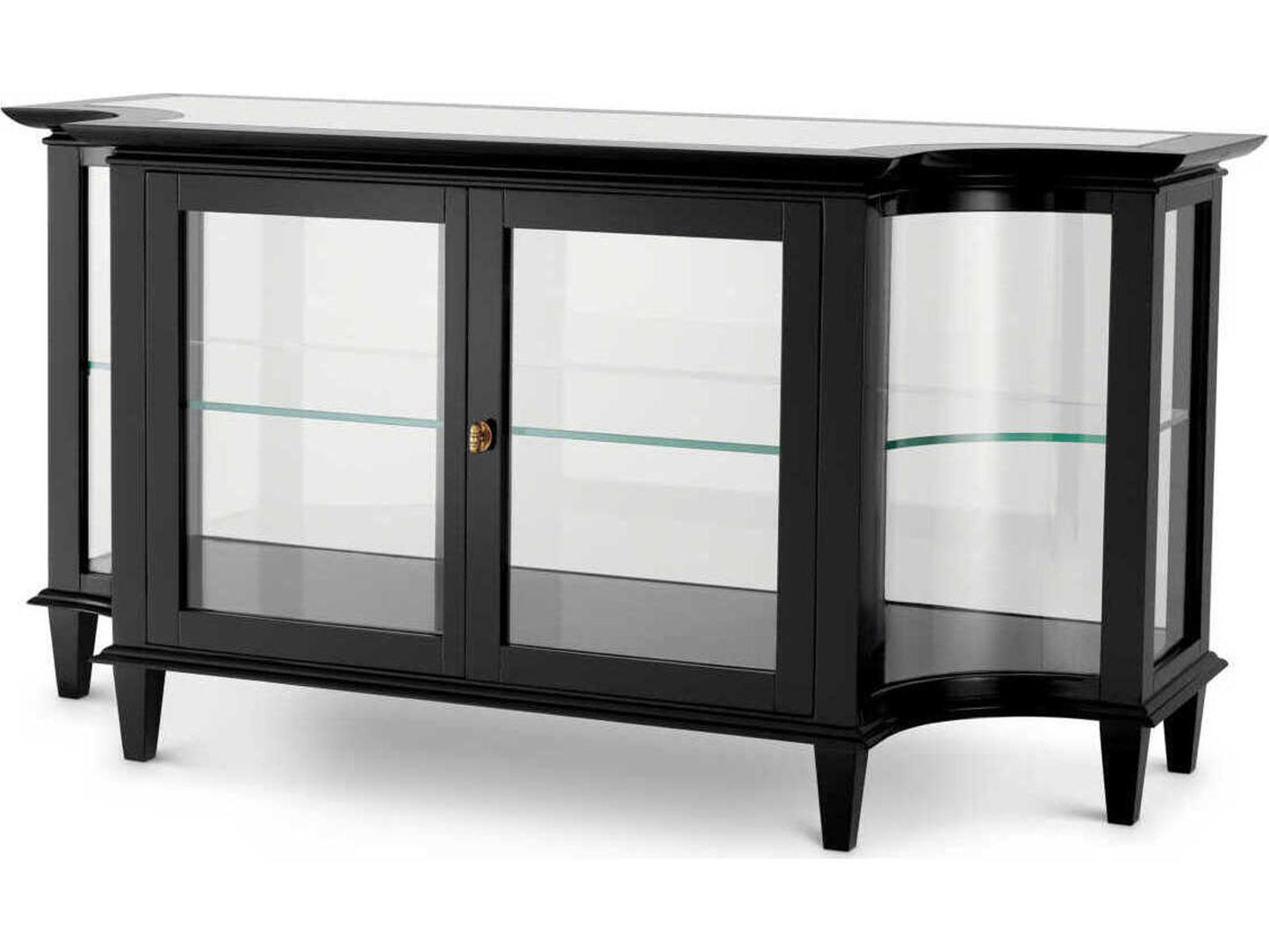 Gala Rectangular Black Console Table with Clear Glass Shelves