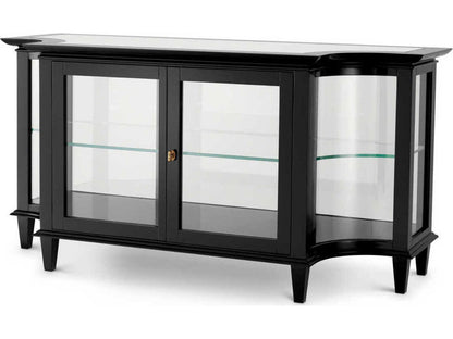 Gala Rectangular Black Console Table with Clear Glass Shelves