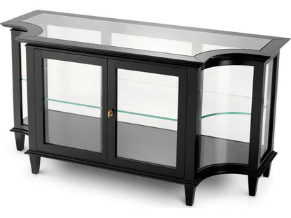 Gala Rectangular Black Console Table with Clear Glass Shelves
