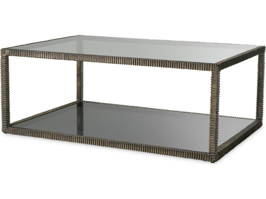 Bethesda Rectangle Coffee Table with Bronze Highlight and Glass Top