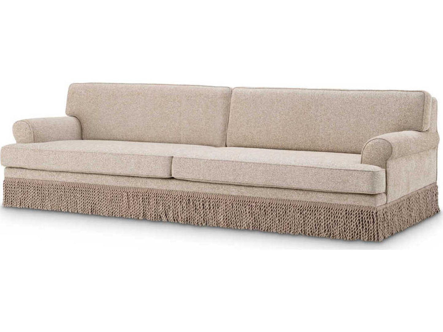Madison Metropolitan Collection Palmer Beige Upholstered Sofa with Fringe