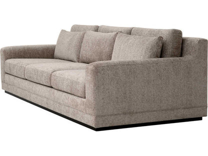 Manhattan 3-Seat Hunt Chenille Taupe Sofa with Black Base