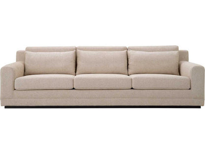 Manhattan 3-Seat Palmer Beige Fabric Sofa with Black Base