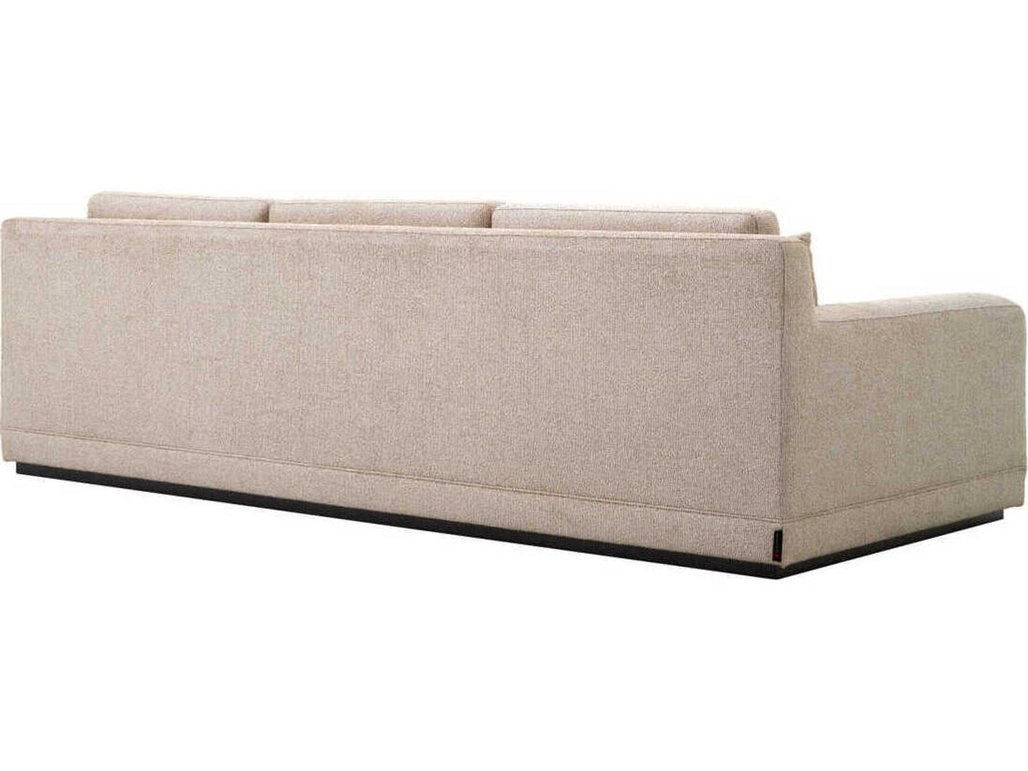 Manhattan 3-Seat Palmer Beige Fabric Sofa with Black Base