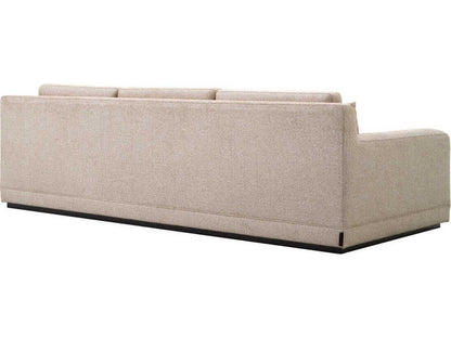 Manhattan 3-Seat Palmer Beige Fabric Sofa with Black Base