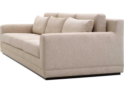 Manhattan 3-Seat Palmer Beige Fabric Sofa with Black Base