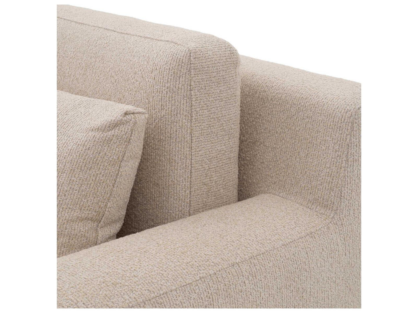 Manhattan 3-Seat Palmer Beige Fabric Sofa with Black Base