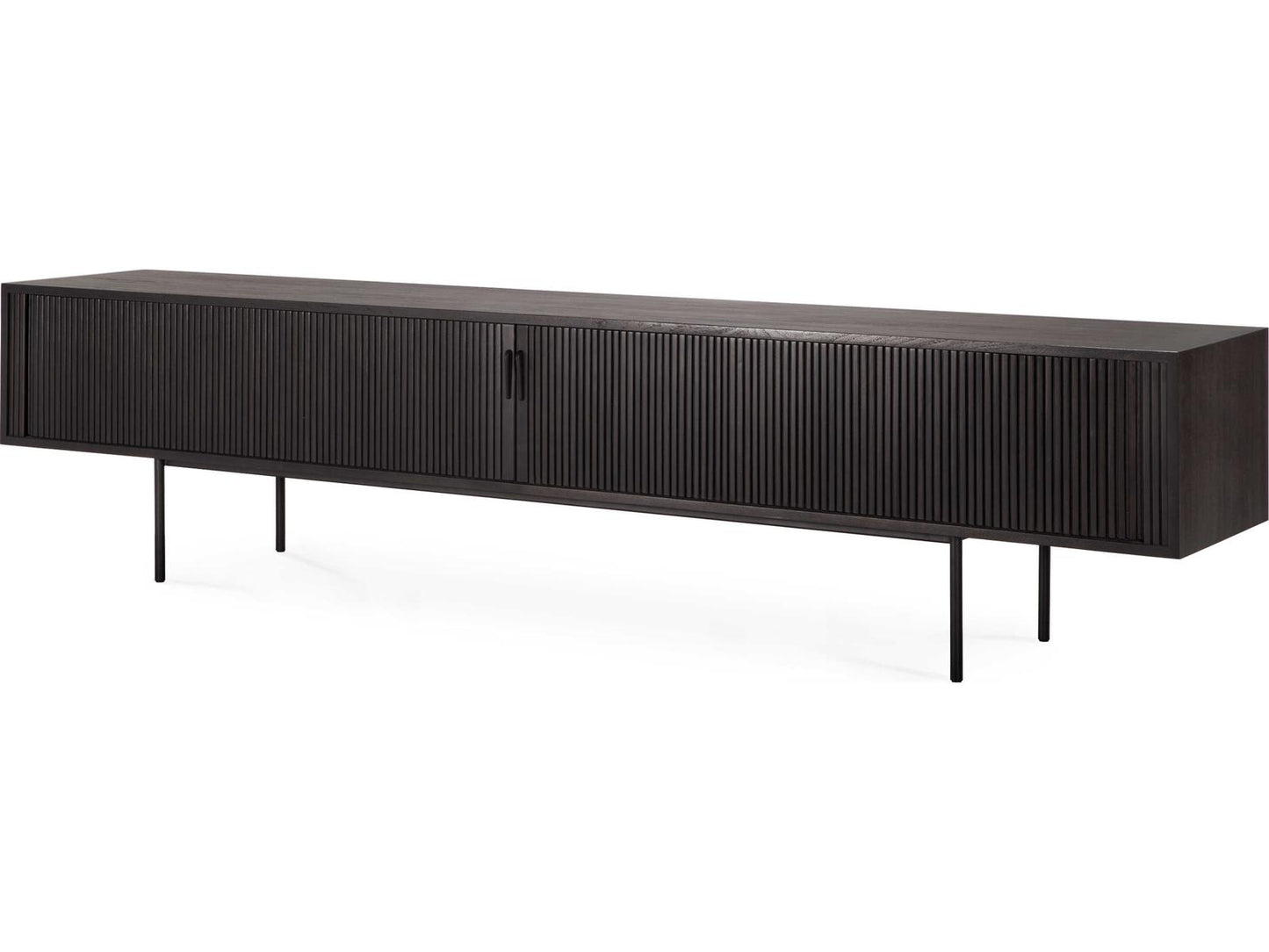 Roller Max Teak Black TV Cupboard with Sliding Doors and Drawer