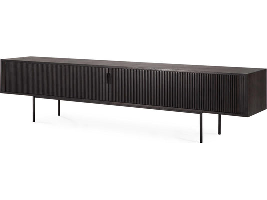 Roller Max Teak Black TV Cupboard with Sliding Doors and Drawer