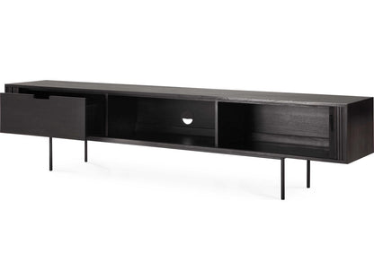 Roller Max Teak Black TV Cupboard with Sliding Doors and Drawer