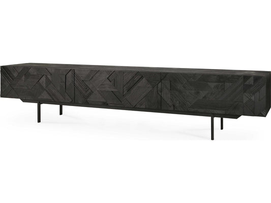 Graphic Teak Black Tv Cupboard