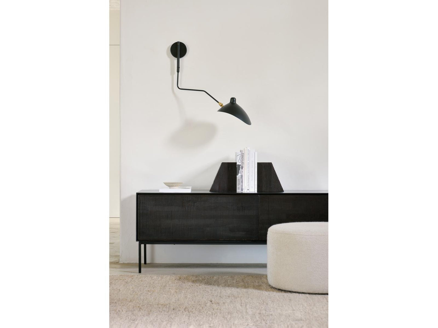 Grooves Teak Black Tv Cupboard