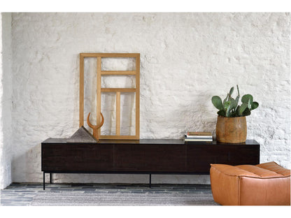 Grooves Teak Black Tv Cupboard