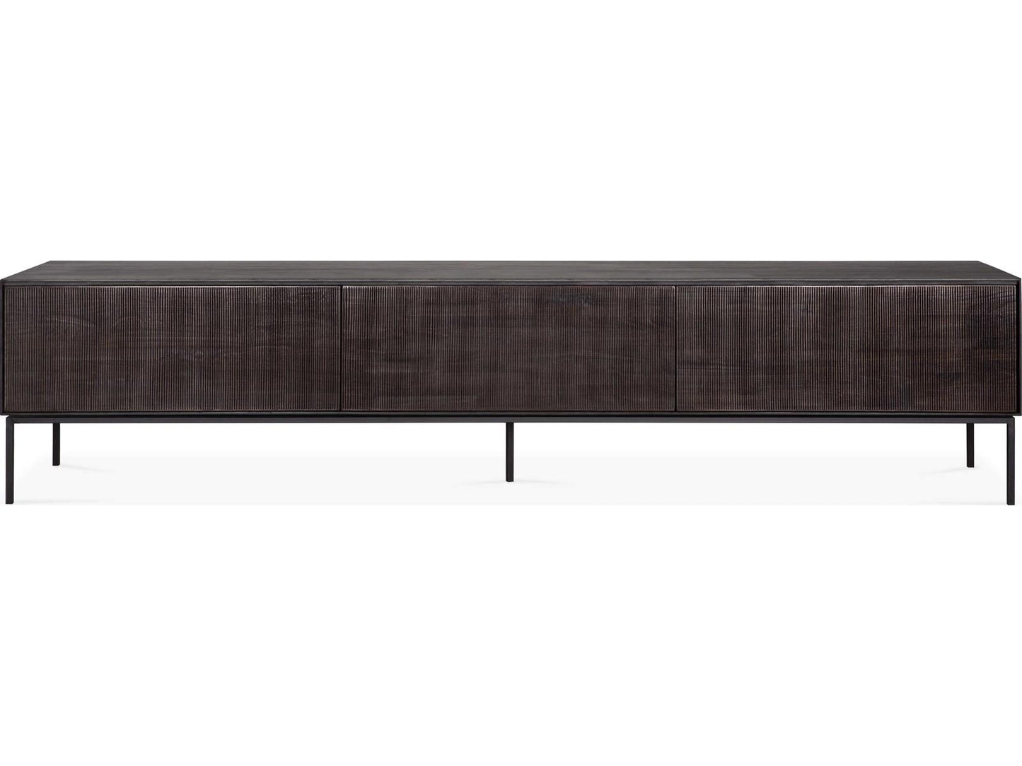 Grooves Teak Black Tv Cupboard