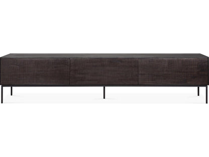 Grooves Teak Black Tv Cupboard
