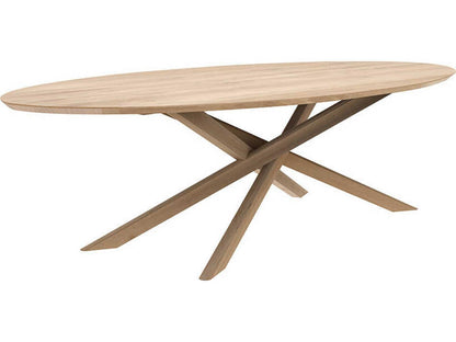 Mikado 105 Inch Rectangle Dining Table in Oak with Sculptural Base