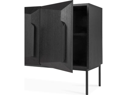 Stairs 4-Door Oak Black Sideboard with Metal Legs