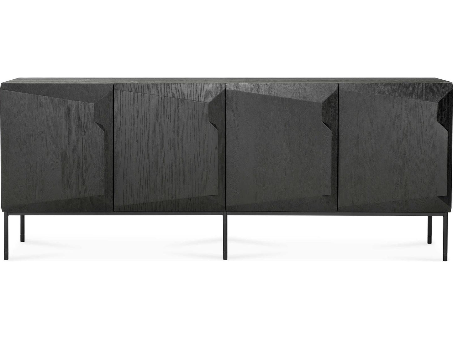 Stairs 4-Door Oak Black Sideboard with Metal Legs