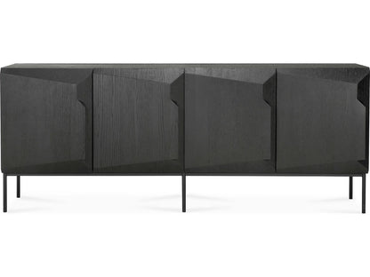 Stairs 4-Door Oak Black Sideboard with Metal Legs