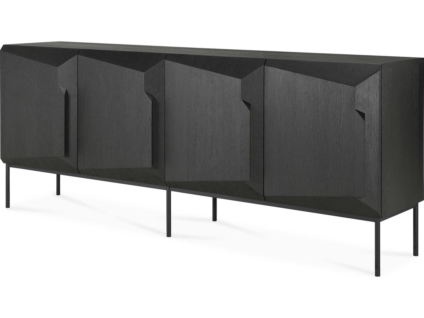 Stairs 4-Door Oak Black Sideboard with Metal Legs