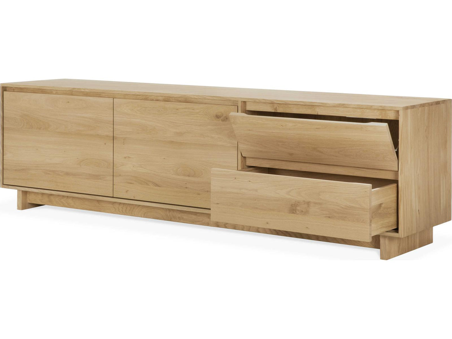 Wave Oak TV Cupboard Media Console with Soft-Closing Doors